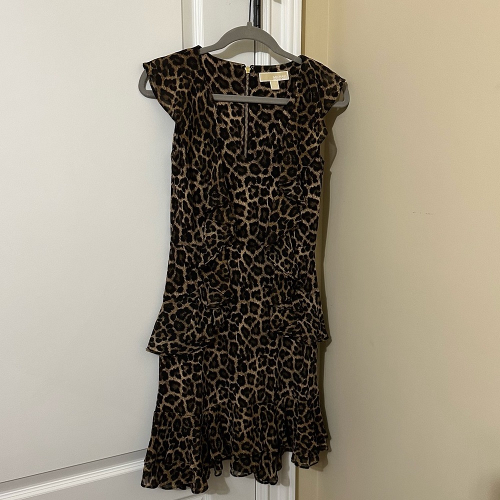 Michael Kors womens fitted dress cheetah print size XS NEW